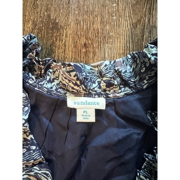 Sundance Skye Mini Dress in Indigo Ruffle Sleeve V Neck Large Petite - Picture 5 of 8